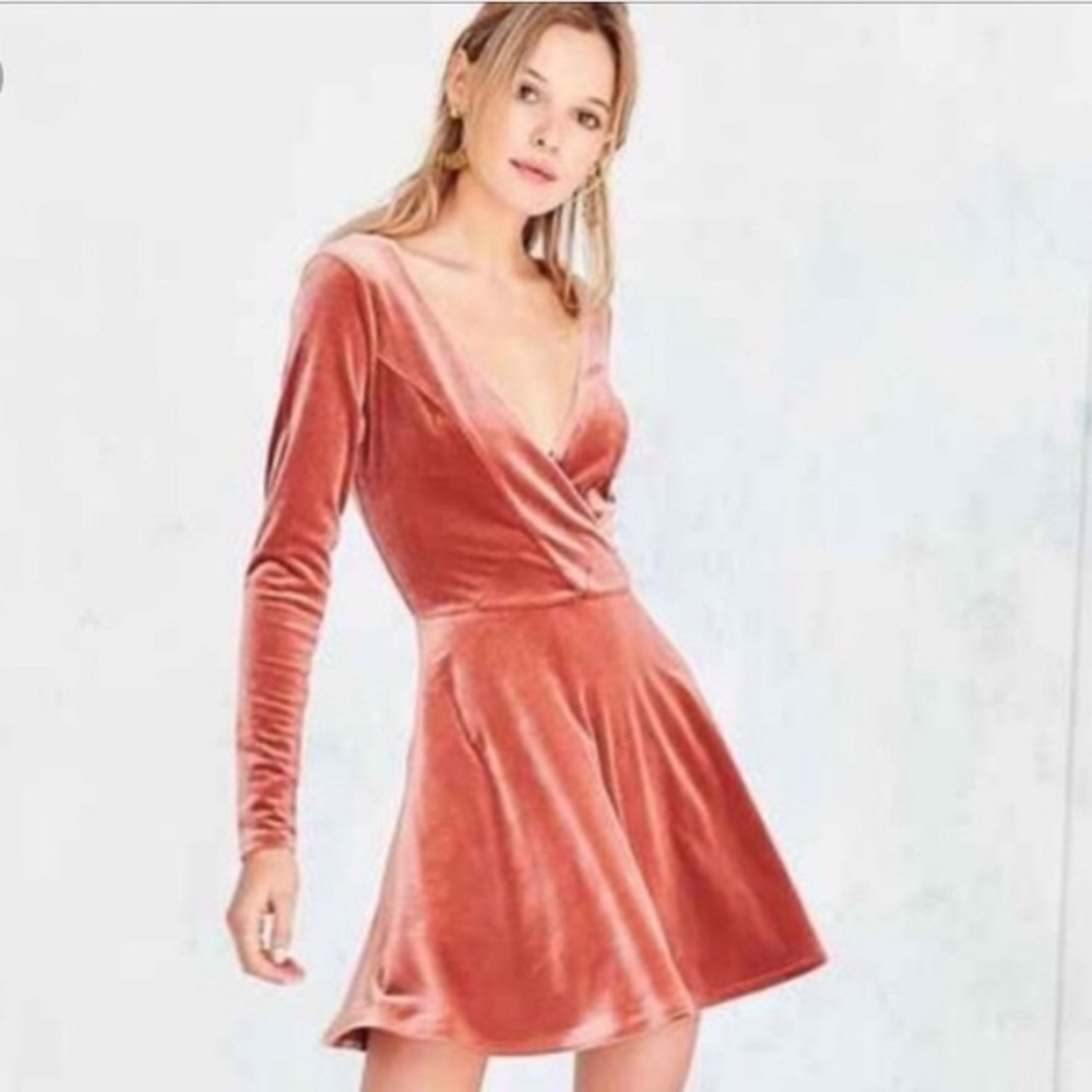 Velvet Chestnut V-neck Skater Dress